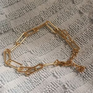 Gold Tone Paperclip Links Adjustable One of a Kind Bracelet Unique Find